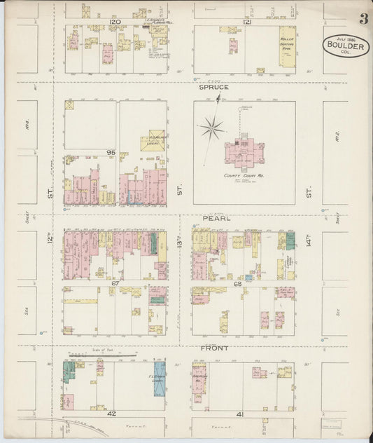 Sanborn Fire Insurance Map from Boulder, Boulder County, Colorado (1886), Sheet #0003 - Historic Sanborn Fire Insurance Map Print, vintage old map wall art, antique decor, genealogy gift, Colorado Colorado map