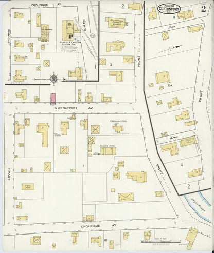 Sanborn Fire Insurance Map from Cottonport, Avoyelles Parish, Louisiana (1921), Sheet #0002 - Complete Map Set gallery image, historic Sanborn map, vintage wall art, Louisiana Louisiana