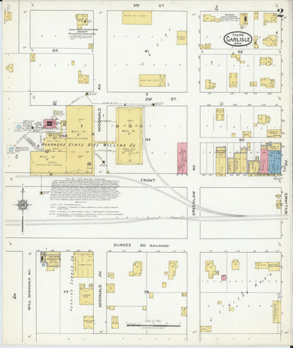 Sanborn Fire Insurance Map from Carlisle, Lonoke County, Arkansas (1918), Sheet #0002 - Complete Map Set gallery image, historic Sanborn map, vintage wall art, Arkansas Arkansas