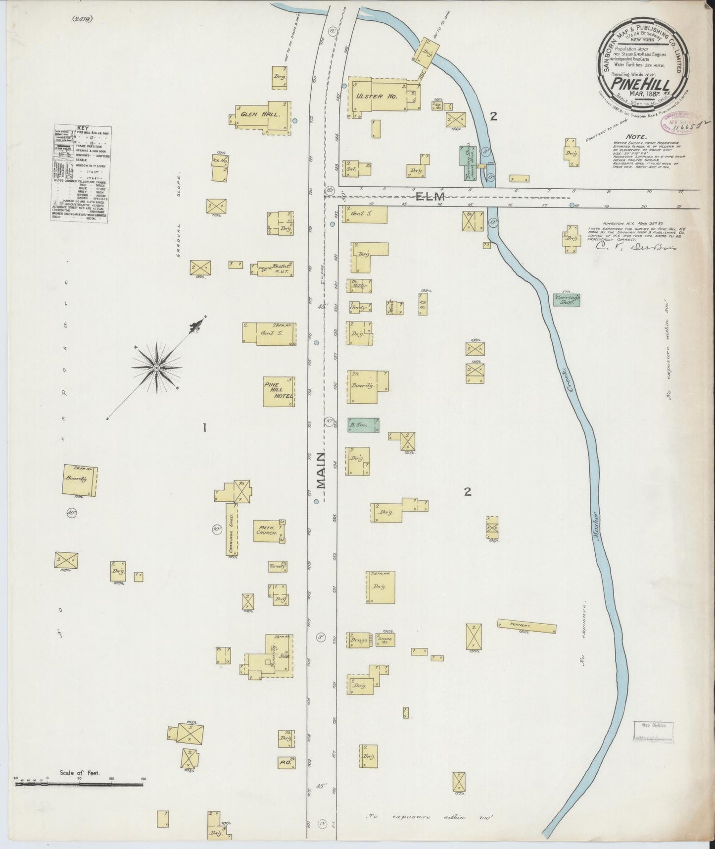 Sanborn Fire Insurance Map from Pine Hill, Ulster County, New York. (1887), Sheet 1 – Historic Sanborn Fire Insurance Map Print