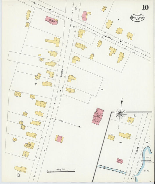 Sanborn Fire Insurance Map from Hamilton, Madison County, New York (1906), Sheet #0010 - Historic Sanborn Fire Insurance Map Print, vintage old map wall art, antique decor, genealogy gift, New York New York map