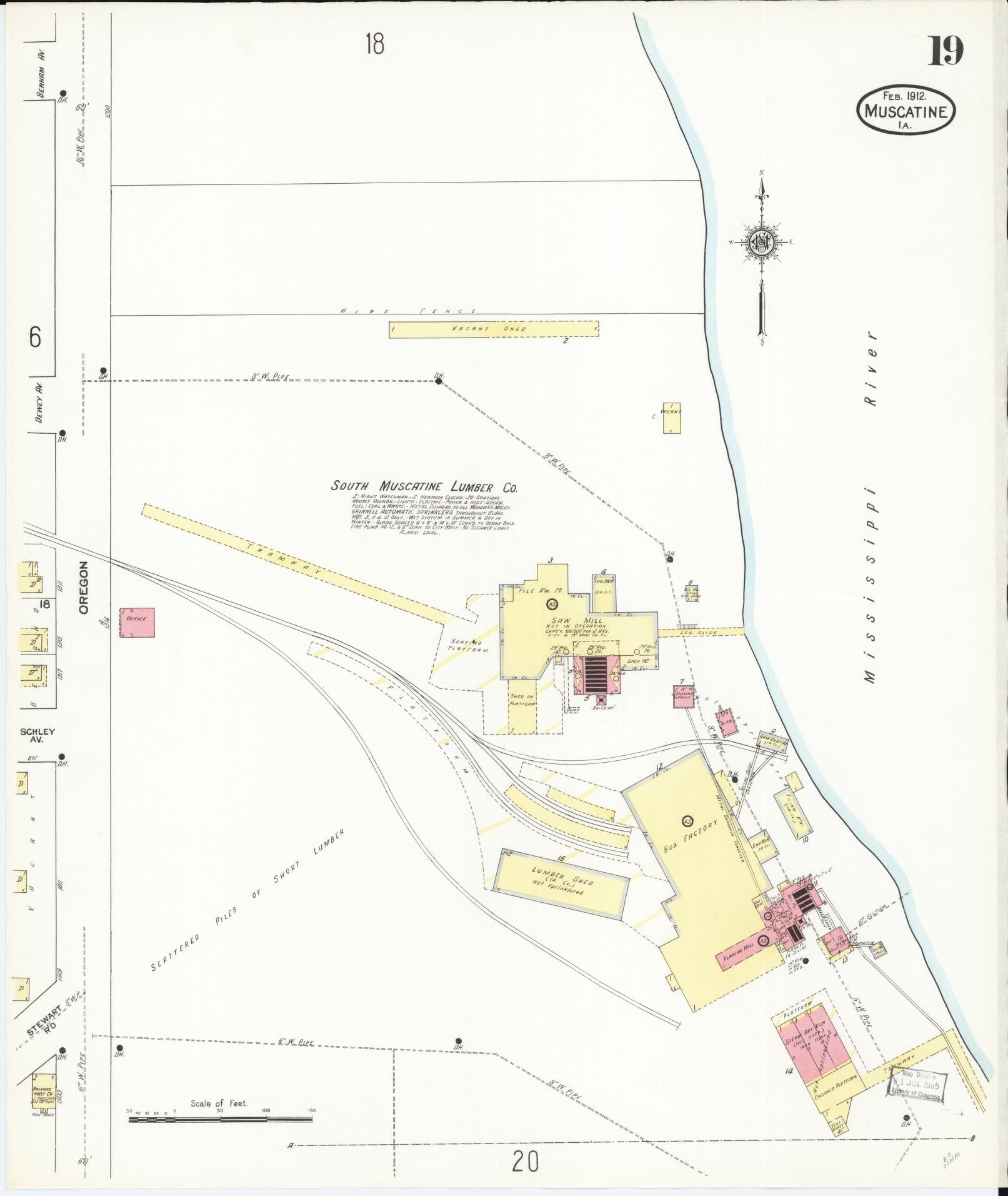 Sanborn Fire Insurance Map from Muscatine, Muscatine County, Iowa (1912), Sheet #0019 - Historic Sanborn Fire Insurance Map Print