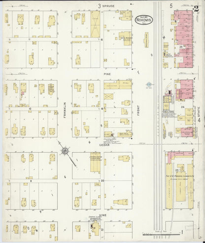 Sanborn Fire Insurance Map from Nokomis, Montgomery County, Illinois (1912), Sheet #0002 - Historic Sanborn Fire Insurance Map Print, vintage old map wall art, antique decor, genealogy gift, Illinois Illinois map
