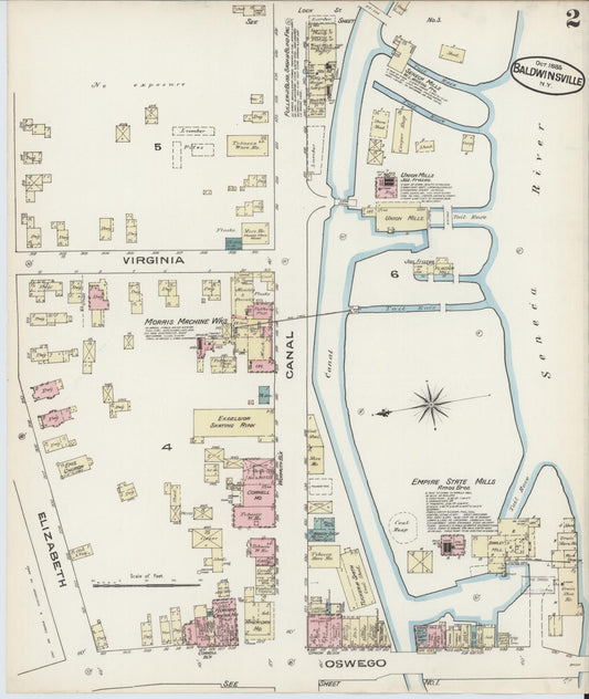 Sanborn Fire Insurance Map from Baldwinsville, Onondaga County, New York (1885), Sheet #0002 - Historic Sanborn Fire Insurance Map Print, vintage old map wall art, antique decor, genealogy gift, New York New York map