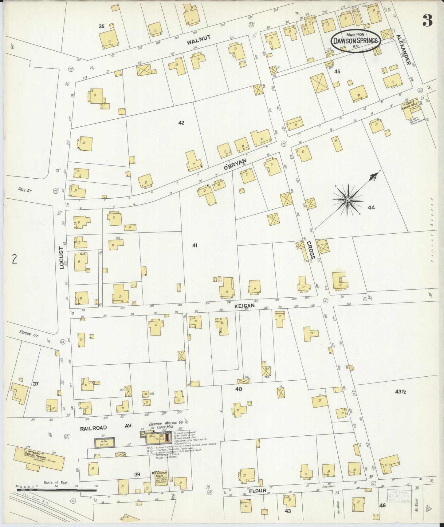 Sanborn Fire Insurance Map from Dawson Springs, Hopkins County, Kentucky (1909), Sheet #0003 - Complete Map Set gallery image, historic Sanborn map, vintage wall art, Kentucky Kentucky