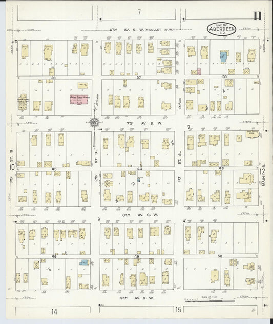 Sanborn Fire Insurance Map from Aberdeen, Brown County, South Dakota (1912), Sheet #0011 - Historic Sanborn Fire Insurance Map Print, vintage old map wall art, antique decor, genealogy gift, South Dakota South Dakota map