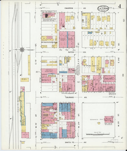 Sanborn Fire Insurance Map from La Junta, Otero County, Colorado (1919), Sheet #0004 - Complete Map Set gallery image, historic Sanborn map, vintage wall art, Colorado Colorado