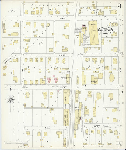 Sanborn Fire Insurance Map from Lawrenceville, Lawrence County, Illinois (1908), Sheet #0004 - Historic Sanborn Fire Insurance Map Print, vintage old map wall art, antique decor, genealogy gift, Illinois Illinois map