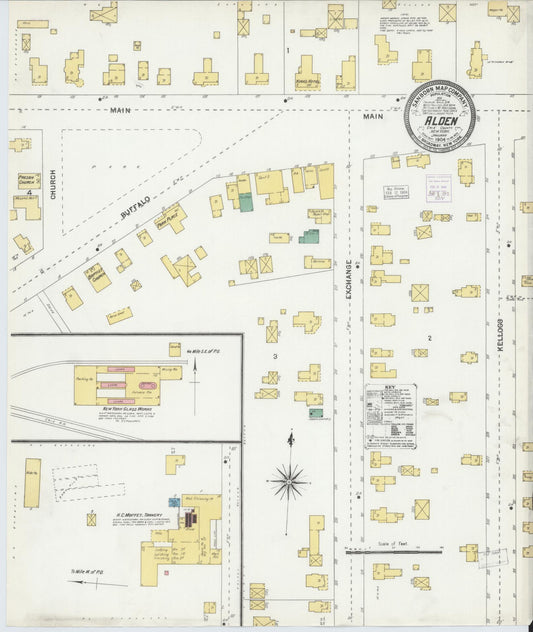 Sanborn Fire Insurance Map from Alden, Erie County, New York (1904), Sheet #0001 - Historic Sanborn Fire Insurance Map Print, vintage old map wall art, antique decor, genealogy gift, New York New York map