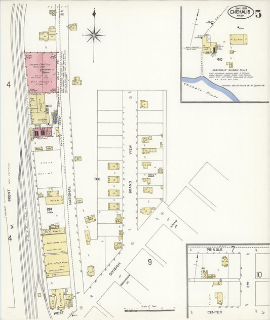 Sanborn Fire Insurance Map from Chehalis, Lewis County, Washington (1908), Sheet #0005 - Historic Sanborn Fire Insurance Map Print, vintage old map wall art, antique decor, genealogy gift, Washington Washington map