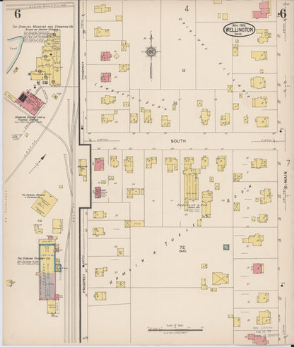 Sanborn Fire Insurance Map from Wellington, Lorain County, Ohio (1922), Sheet #0006 - Historic Sanborn Fire Insurance Map Print, vintage old map wall art, antique decor, genealogy gift, Ohio Ohio map