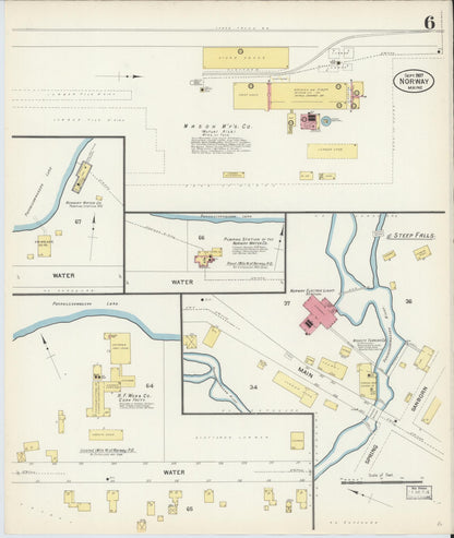 Sanborn Fire Insurance Map from Norway, Oxford County, Maine (1907), Sheet #0006 - Complete Map Set gallery image, historic Sanborn map, vintage wall art, Maine Maine