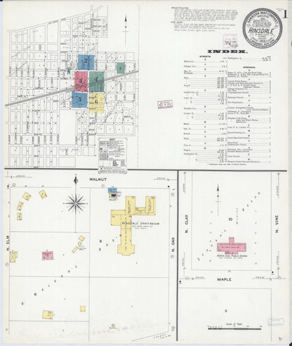 Sanborn Fire Insurance Map from Hinsdale, Du Page And Cook Counties, Illinois (1909), Sheet #0001 - Complete Map Set gallery image, historic Sanborn map, vintage wall art, Illinois Illinois