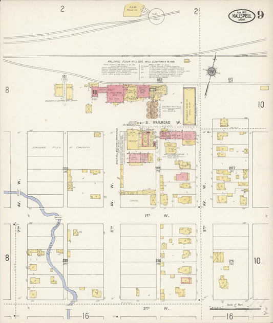Sanborn Fire Insurance Map from Kalispell, Flathead County, Montana (1910), Sheet #0009 - Historic Sanborn Fire Insurance Map Print, vintage old map wall art, antique decor, genealogy gift, Montana Montana map