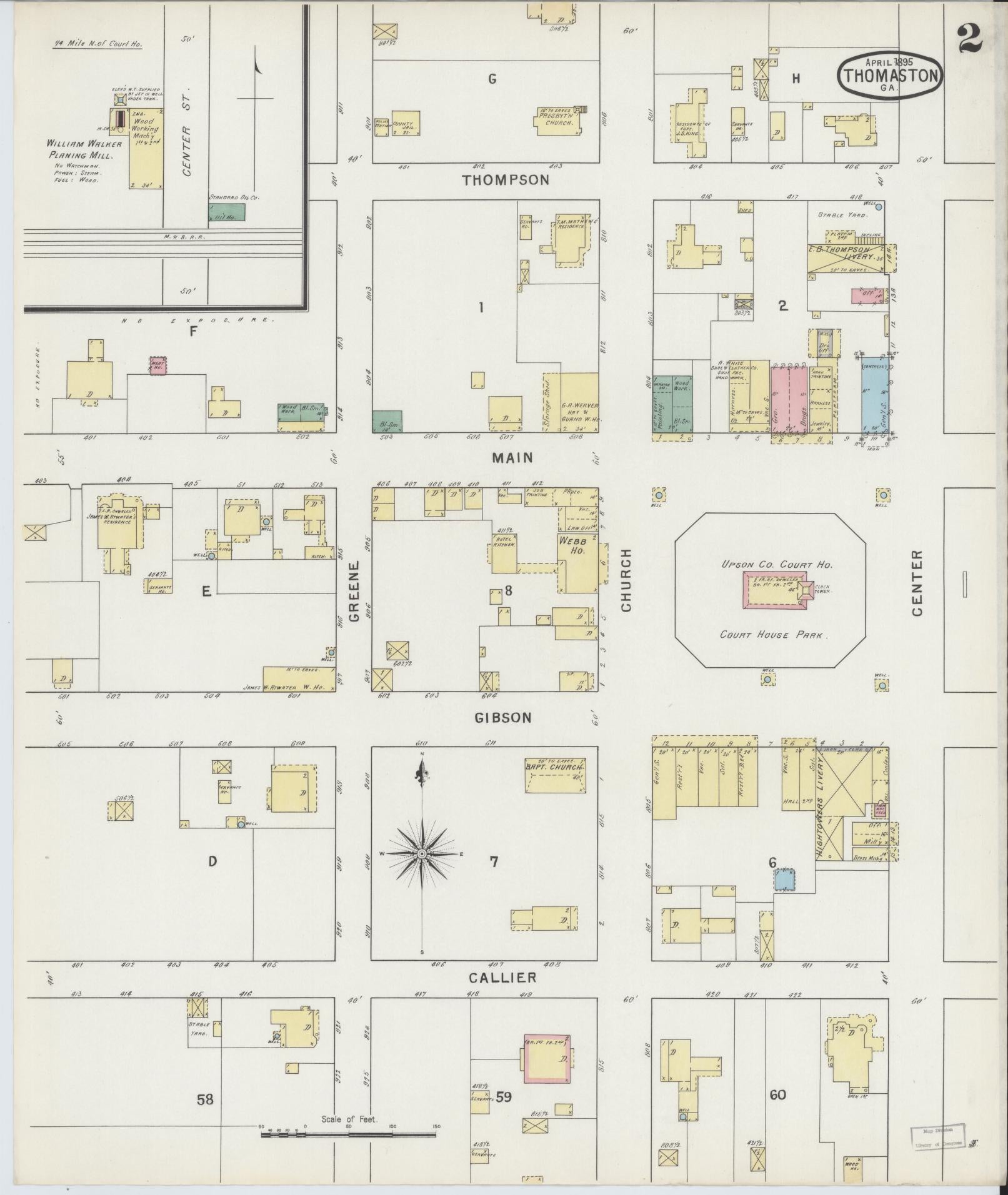 Sanborn Fire Insurance Map from Thomaston, Upson County, Georgia (1890), Sheet #0002 - Complete Map Set gallery image, historic Sanborn map, vintage wall art, Georgia Georgia