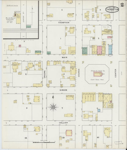 Sanborn Fire Insurance Map from Thomaston, Upson County, Georgia (1890), Sheet #0002 - Complete Map Set gallery image, historic Sanborn map, vintage wall art, Georgia Georgia