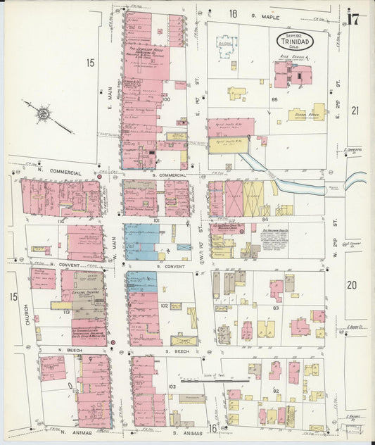 Sanborn Fire Insurance Map from Trinidad, Las Animas County, Colorado (1912), Sheet #0017 - Historic Sanborn Fire Insurance Map Print, vintage old map wall art, antique decor, genealogy gift, Colorado Colorado map