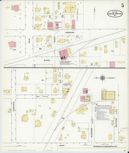Sanborn Fire Insurance Map from Charleston, Mississippi County, Missouri (1911), Sheet #0005 - Complete Map Set gallery image, historic Sanborn map, vintage wall art, Charleston Mississippi