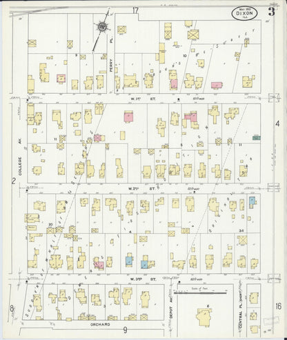Sanborn Fire Insurance Map from Dixon, Lee County, Illinois (1910), Sheet #0003 - Historic Sanborn Fire Insurance Map Print, vintage old map wall art, antique decor, genealogy gift, Illinois Illinois map