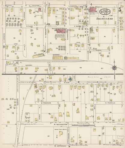 Sanborn Fire Insurance Map from Quincy, Gadsden County, Florida (1922), Sheet #0005 - Complete Map Set gallery image, historic Sanborn map, vintage wall art, Florida Florida