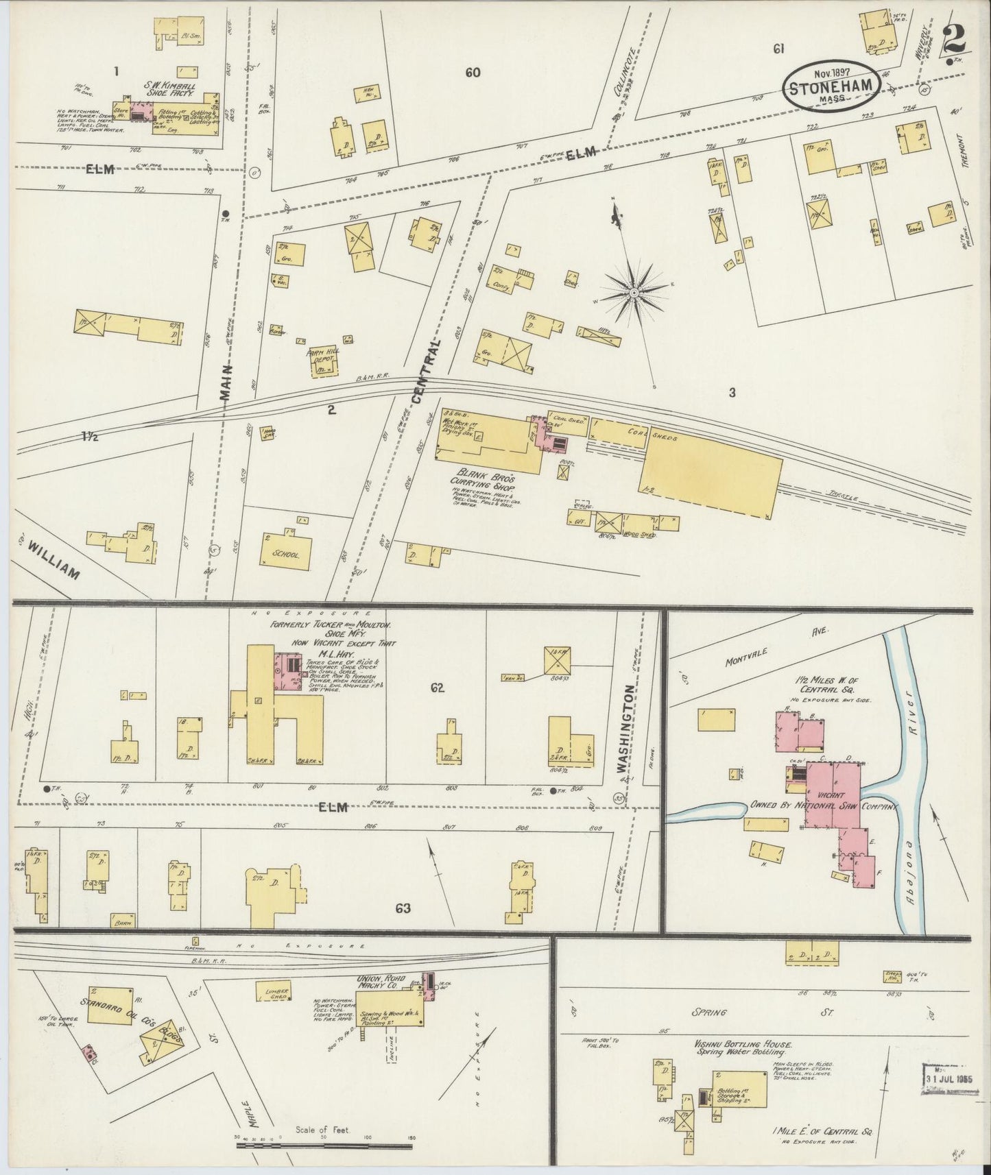Sanborn Fire Insurance Map from Stoneham, Middlesex County, Massachusetts (1897), Sheet #0002 - Complete Map Set gallery image, historic Sanborn map, vintage wall art, Massachusetts Massachusetts