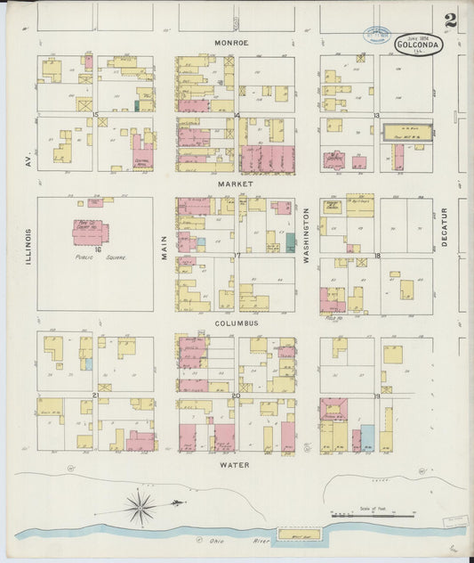 Sanborn Fire Insurance Map from Golconda, Pope County, Illinois (1894), Sheet #0002 - Historic Sanborn Fire Insurance Map Print, vintage old map wall art, antique decor, genealogy gift, Illinois Illinois map