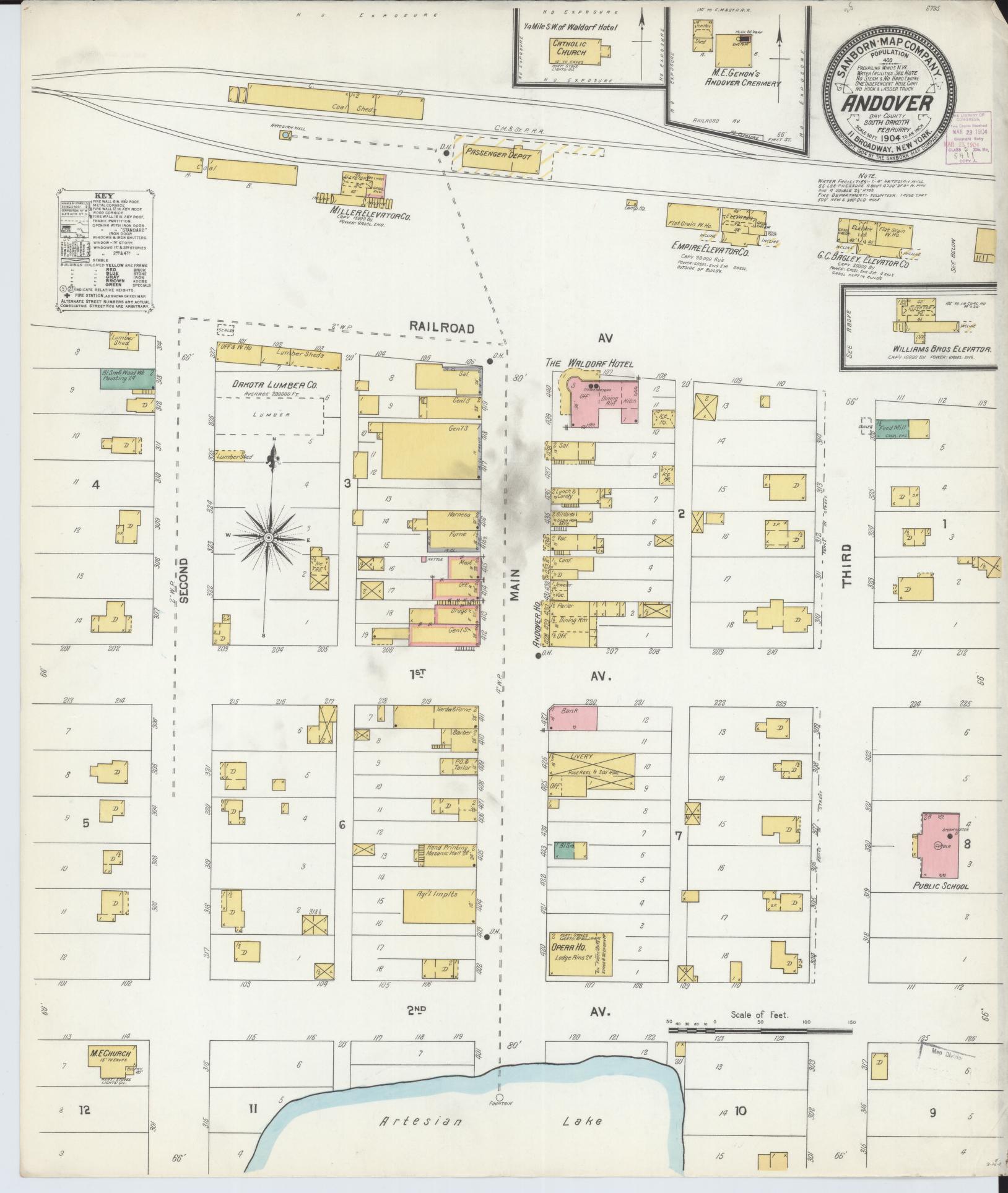 Sanborn Fire Insurance Map from Andover, Day County, South Dakota (1904), Sheet #0001 - Historic Sanborn Fire Insurance Map Print, vintage old map wall art, antique decor, genealogy gift, South Dakota South Dakota map