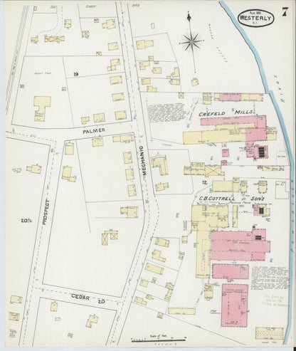 Sanborn Fire Insurance Map from Westerly, Washington County, Rhode Island (1891), Sheet #0007 - Complete Map Set gallery image, historic Sanborn map, vintage wall art, Rhode Island Rhode Island