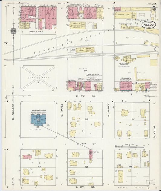 Sanborn Fire Insurance Map from Aledo, Mercer County, Illinois (1913), Sheet #0005 - Historic Sanborn Fire Insurance Map Print, vintage old map wall art, antique decor, genealogy gift, Illinois Illinois map