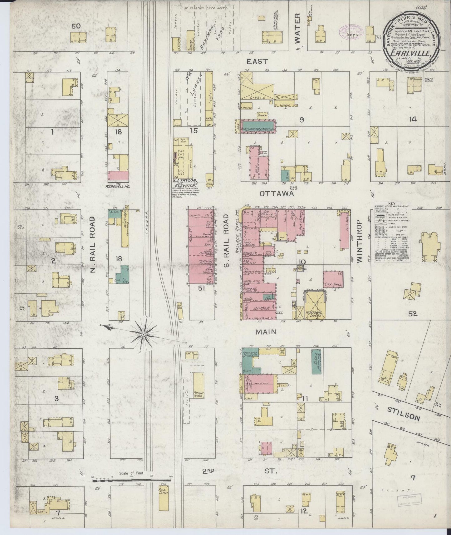 Sanborn Fire Insurance Map from Earlville, La Salle County, Illinois (1893), Sheet #0001 - Historic Sanborn Fire Insurance Map Print, vintage old map wall art, antique decor, genealogy gift, Illinois Illinois map
