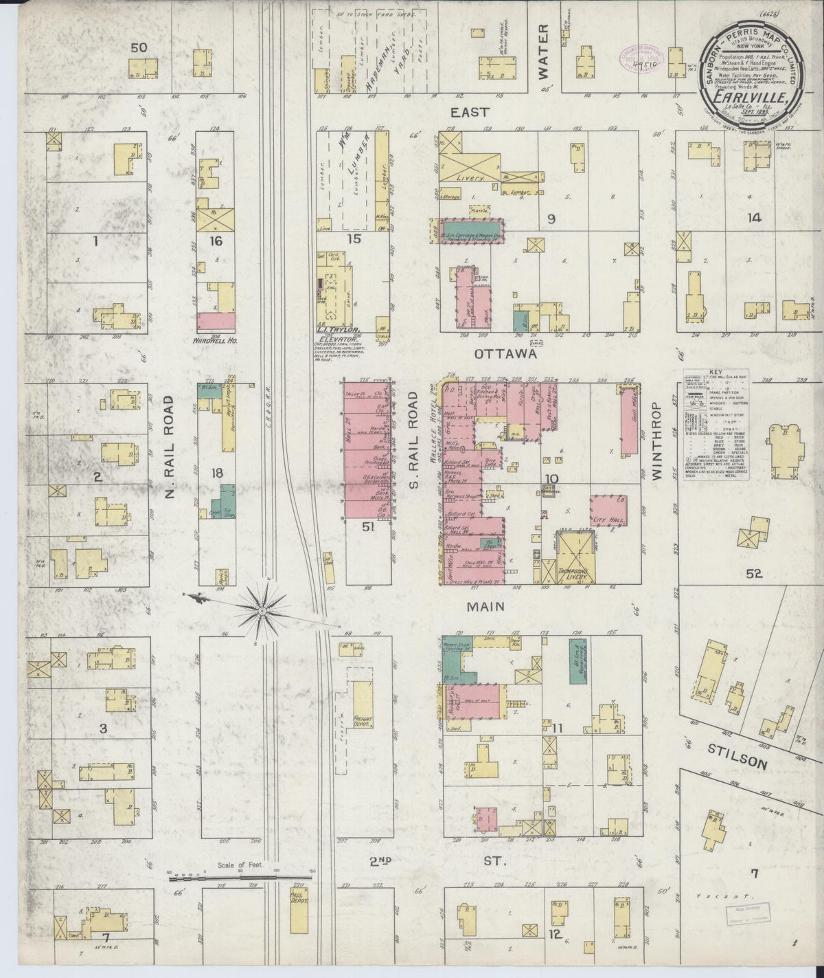 Sanborn Fire Insurance Map from Earlville, La Salle County, Illinois (1893), Sheet #0001 - Historic Sanborn Fire Insurance Map Print, vintage old map wall art, antique decor, genealogy gift, Illinois Illinois map
