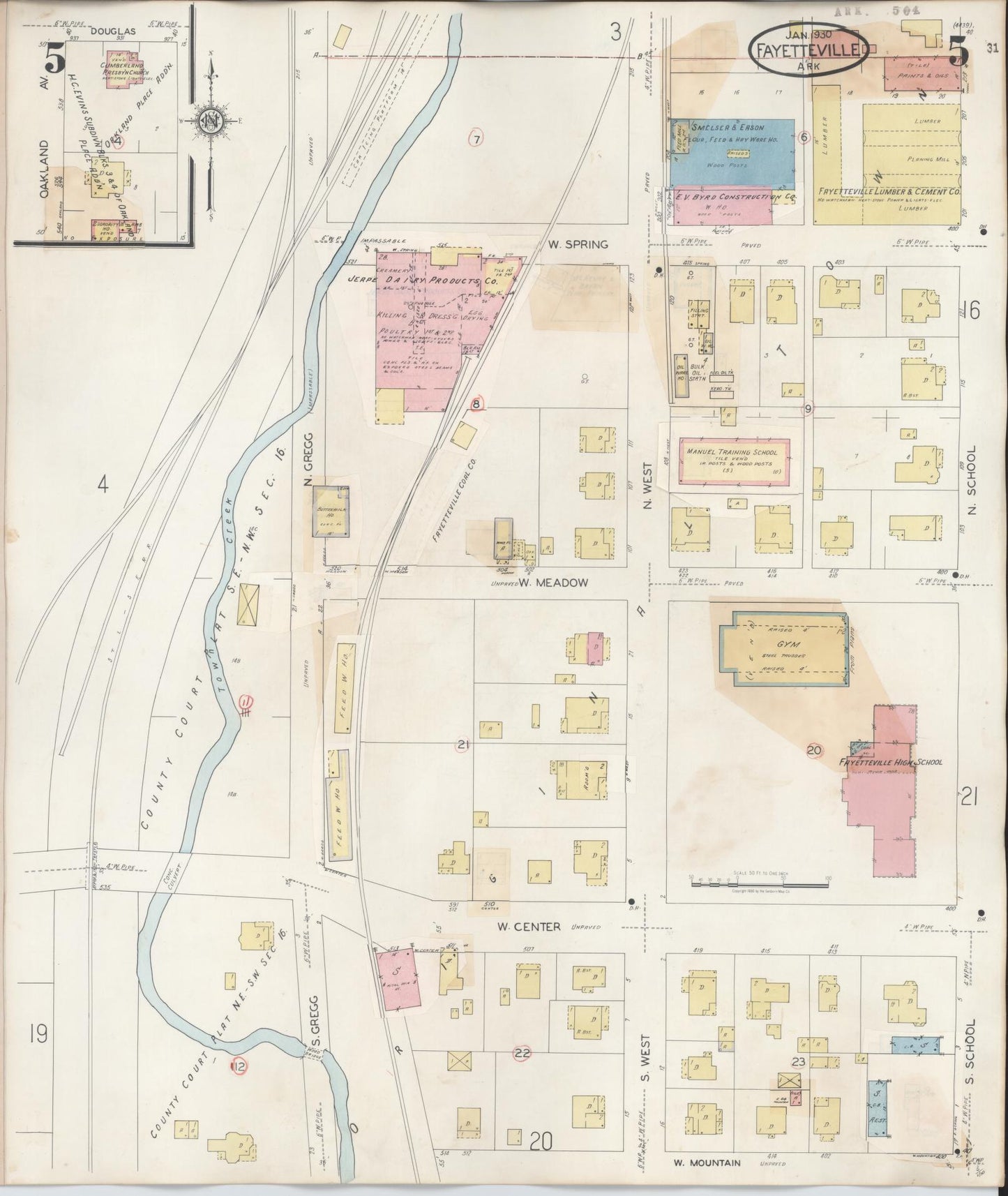 Sanborn Fire Insurance Map from Fayetteville, Washington County, Arkansas (1948), Sheet #0005 - Complete Map Set gallery image, historic Sanborn map, vintage wall art, Arkansas Arkansas