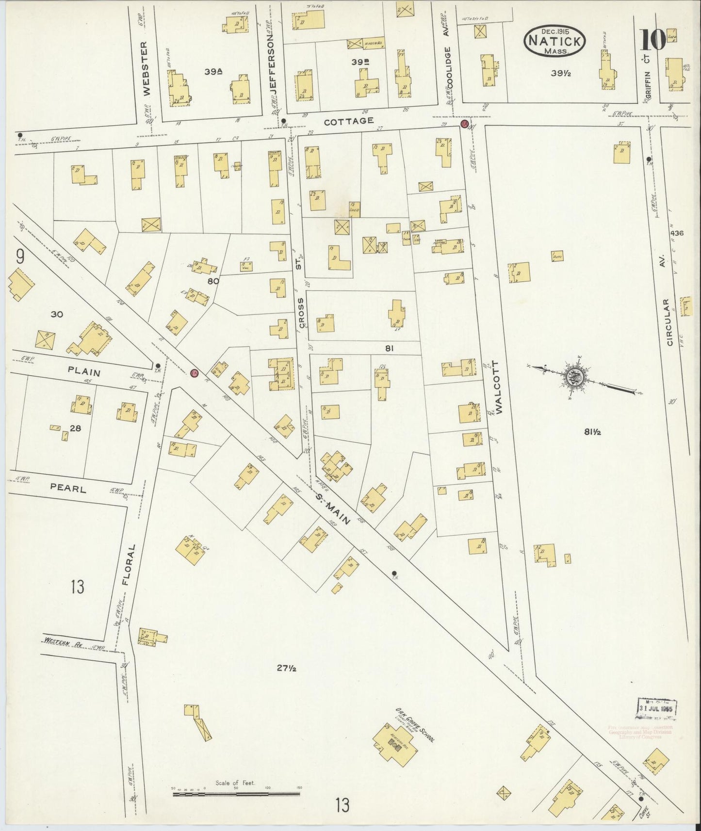Sanborn Fire Insurance Map from Natick, Middlesex County, Massachusetts (1915), Sheet #0010 - Complete Map Set gallery image, historic Sanborn map, vintage wall art, Massachusetts Massachusetts