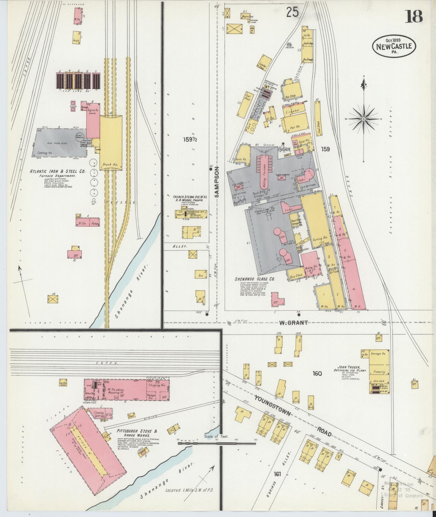 Sanborn Fire Insurance Map from New Castle, Lawrence County, Pennsylvania (1899), Sheet #0018 - Historic Sanborn Fire Insurance Map Print, vintage old map wall art, antique decor, genealogy gift, Pennsylvania Pennsylvania map