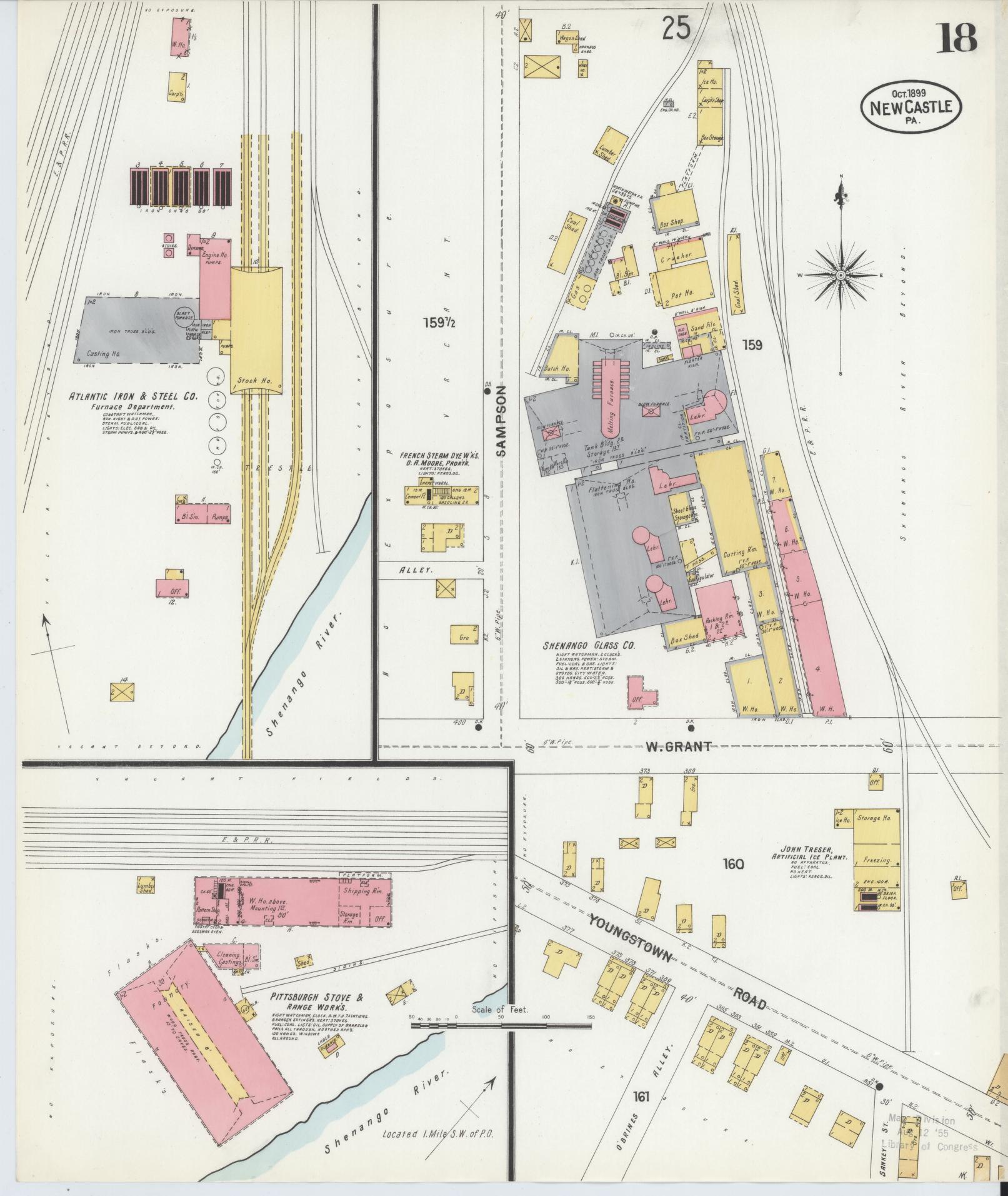 Sanborn Fire Insurance Map from New Castle, Lawrence County, Pennsylvania (1899), Sheet #0018 - Historic Sanborn Fire Insurance Map Print, vintage old map wall art, antique decor, genealogy gift, Pennsylvania Pennsylvania map