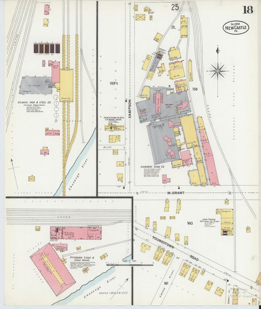 Sanborn Fire Insurance Map from New Castle, Lawrence County, Pennsylvania (1899), Sheet #0018 - Historic Sanborn Fire Insurance Map Print, vintage old map wall art, antique decor, genealogy gift, Pennsylvania Pennsylvania map