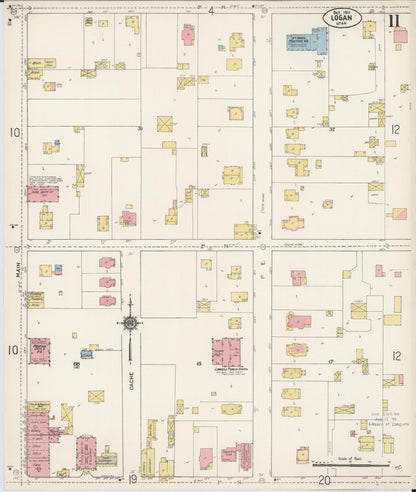 Sanborn Fire Insurance Map from Logan, Cache County, Utah (1911), Sheet #0011 - Complete Map Set gallery image, historic Sanborn map, vintage wall art, Utah Utah
