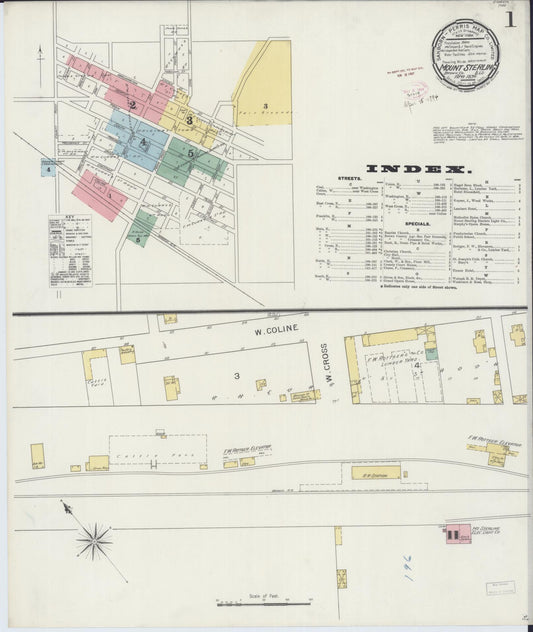 Sanborn Fire Insurance Map from Mount Sterling, Brown County, Illinois (1894), Sheet #0001 - Historic Sanborn Fire Insurance Map Print, vintage old map wall art, antique decor, genealogy gift, Illinois Illinois map