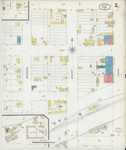 Sanborn Fire Insurance Map from Foss, Washita County, Oklahoma (1904), Sheet #0002 - Complete Map Set gallery image, historic Sanborn map, vintage wall art, Oklahoma Oklahoma