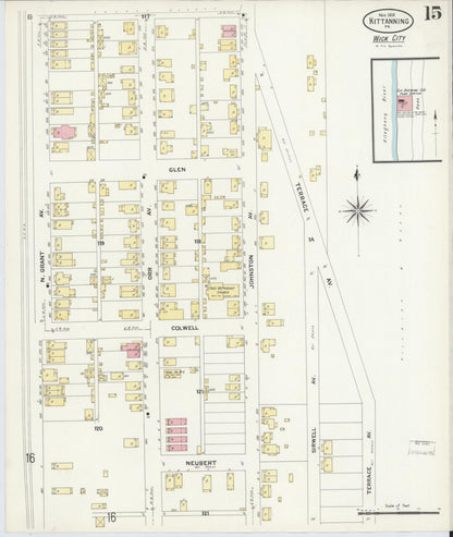 Sanborn Fire Insurance Map from Kittanning, Armstrong County, Pennsylvania (1909), Sheet #0015 - Complete Map Set gallery image, historic Sanborn map, vintage wall art, Pennsylvania Pennsylvania