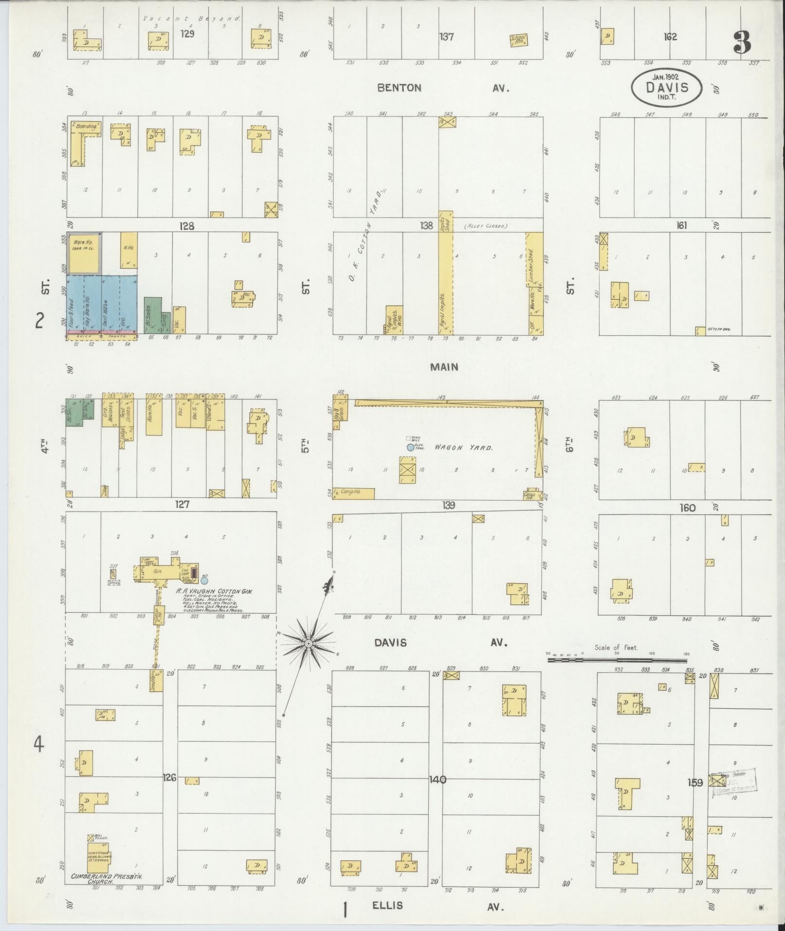 Sanborn Fire Insurance Map from Davis, Murray County, Oklahoma (1902), Sheet #0003 - Historic Sanborn Fire Insurance Map Print, vintage old map wall art, antique decor, genealogy gift, Oklahoma Oklahoma map