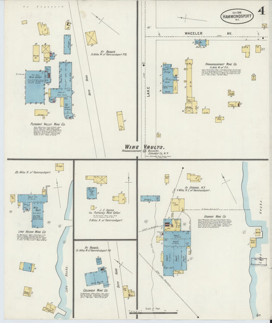 Sanborn Fire Insurance Map from Hammondsport, Steuben County, New York (1898), Sheet #0004 - Historic Sanborn Fire Insurance Map Print, vintage old map wall art, antique decor, genealogy gift, New York New York map
