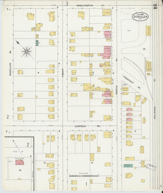 Sanborn Fire Insurance Map from Dunellen, Middlesex County, New Jersey (1905), Sheet #0002 - Historic Sanborn Fire Insurance Map Print, vintage old map wall art, antique decor, genealogy gift, New Jersey New Jersey map