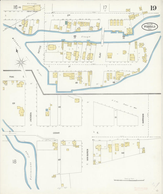 Sanborn Fire Insurance Map from Missoula, Missoula County, Montana (1902), Sheet #0019 - Historic Sanborn Fire Insurance Map Print, vintage old map wall art, antique decor, genealogy gift, Montana Montana map