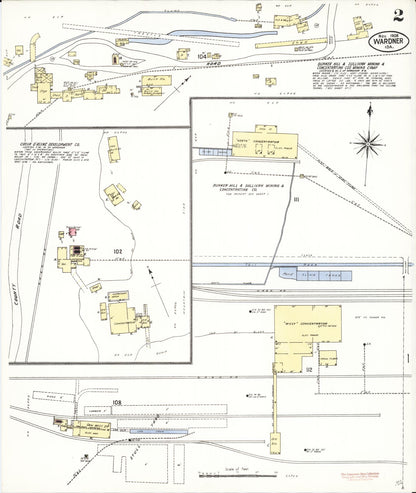 Sanborn Fire Insurance Map from Wardner, Shoshone County, Idaho (1908), Sheet #0002 - Complete Map Set gallery image, historic Sanborn map, vintage wall art, Idaho Idaho