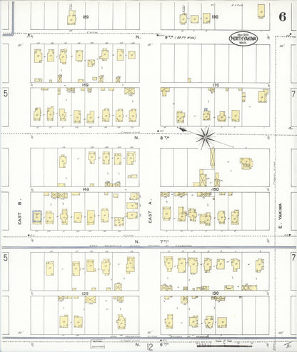 Sanborn Fire Insurance Map from North Yakima, Yakima County, Washington (1909), Sheet #0006 - Complete Map Set gallery image, historic Sanborn map, vintage wall art, Washington Washington