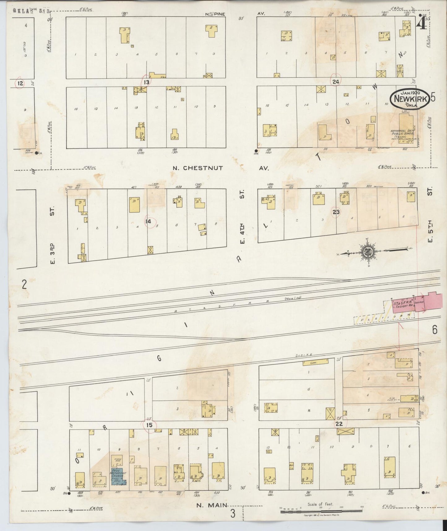 Sanborn Fire Insurance Map from Newkirk, Kay County, Oklahoma (1942), Sheet #0004 - Complete Map Set gallery image, historic Sanborn map, vintage wall art, Oklahoma Oklahoma