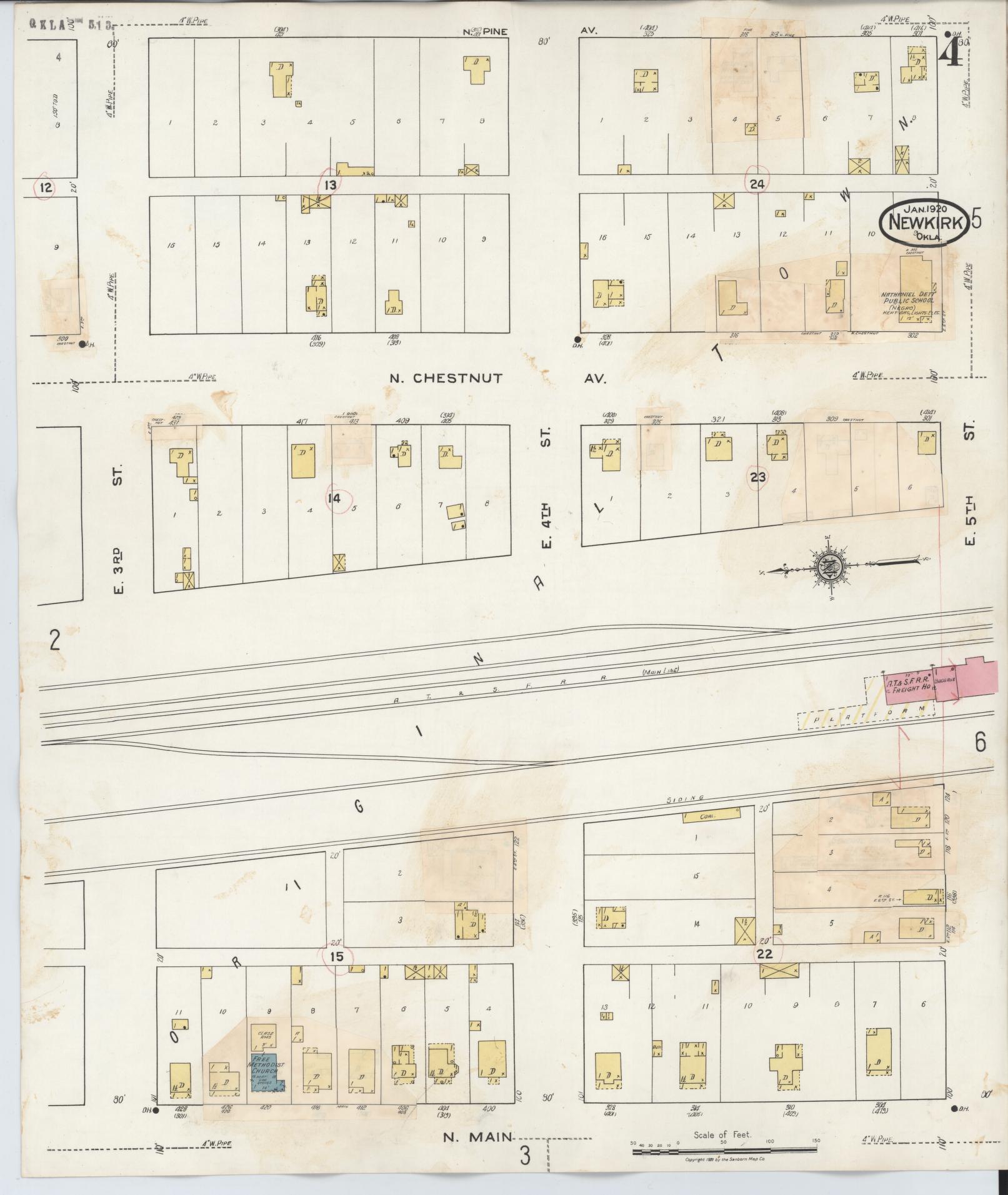 Sanborn Fire Insurance Map from Newkirk, Kay County, Oklahoma (1942), Sheet #0004 - Complete Map Set gallery image, historic Sanborn map, vintage wall art, Oklahoma Oklahoma