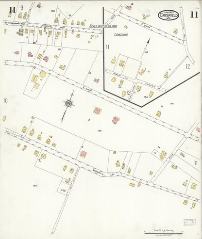 Sanborn Fire Insurance Map from Crisfield, Somerset County, Maryland (1923), Sheet #0011 - Complete Map Set gallery image, historic Sanborn map, vintage wall art, Maryland Maryland