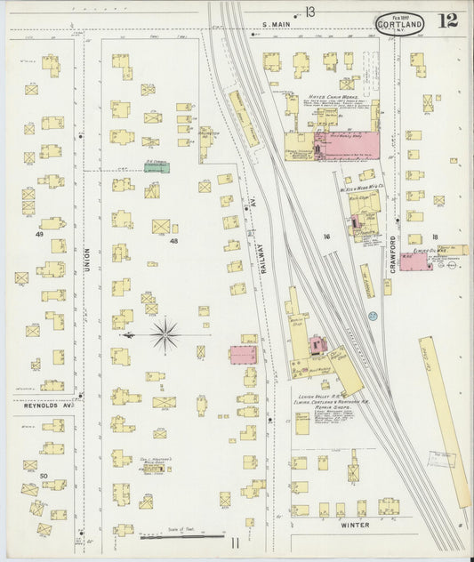 Sanborn Fire Insurance Map from Cortland, Cortland County, New York (1897), Sheet #0012 - Historic Sanborn Fire Insurance Map Print, vintage old map wall art, antique decor, genealogy gift, New York New York map